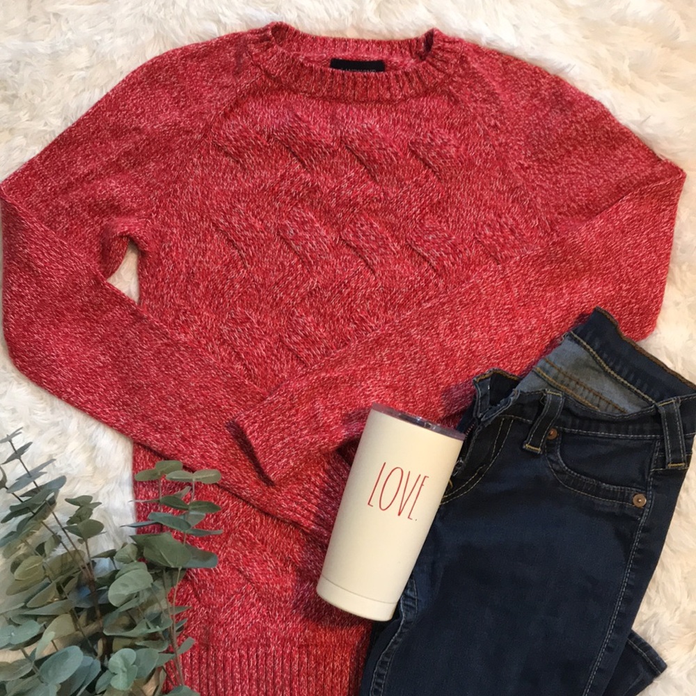 Lands End Red/Wht Drifter Sweater Size Small (6/8)